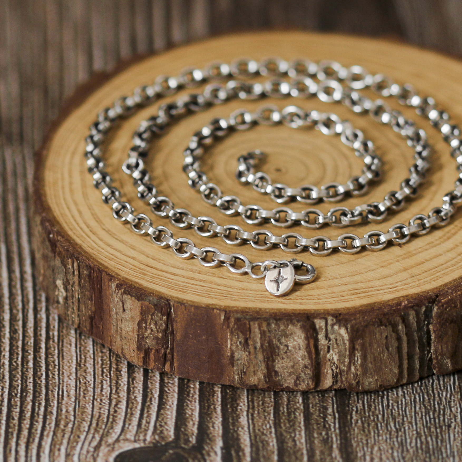 日本saad进口手工纯银项链男女带扣复古风格项链