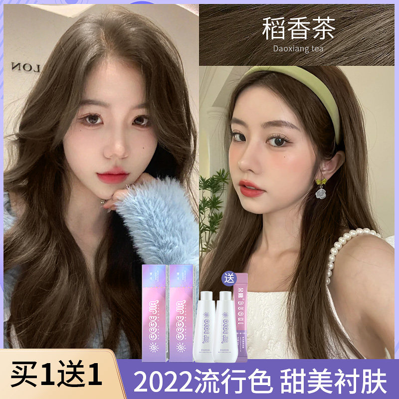 茶色头发格格家稻花2022流行颜色染发发冷稻香彩染