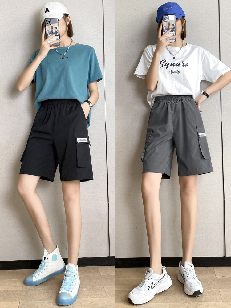 五分黑色显瘦网红短裤运动跑步工装高腰裤女休闲裤