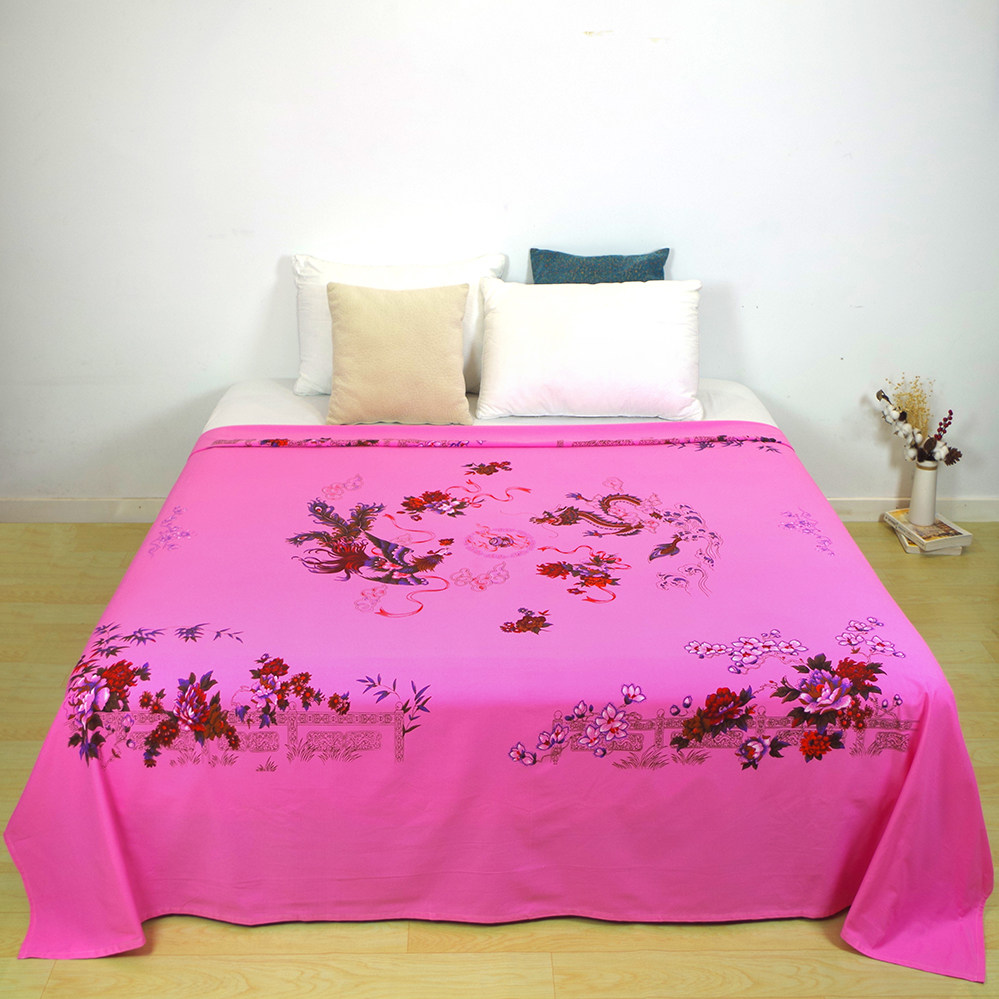 老式床单单件纯棉国民结婚怀旧牡丹丝光龙凤床单