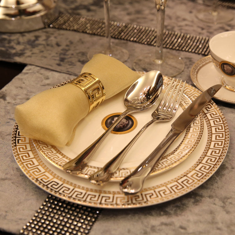 欧式样板家居餐桌摆件美式轻奢西餐餐具套装盘