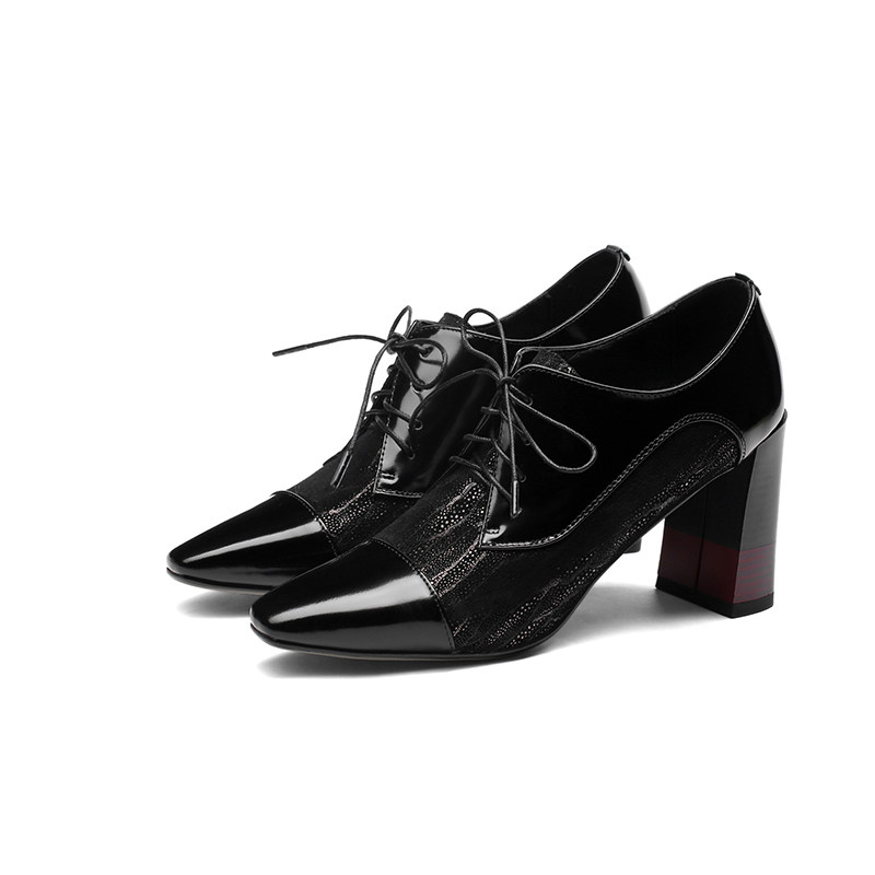 女兆女鞋香阁儿正品卡美多路贝佳春季尖头粗高跟时尚百搭深口单鞋