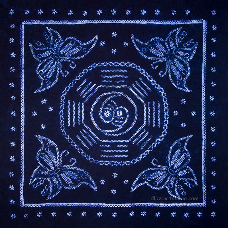 云南挂饰蝴蝶桌巾布桌巾桌布新款扎染全棉手工白族扎染