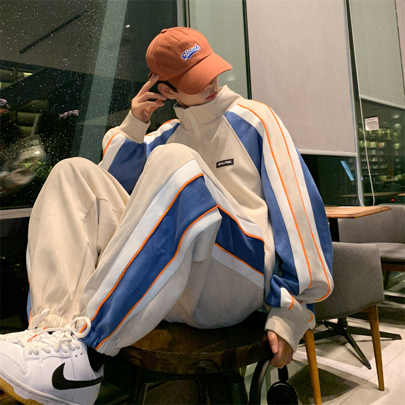 潮流韩版休闲运动卫衣套装男秋冬帅气2021新款青少年潮牌衣服一套