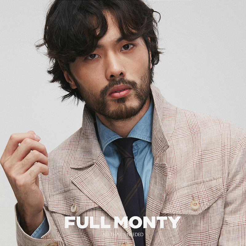 FULL MONTY复古休闲外套卡其色亲王格猎装夹克男士工装上衣春秋款