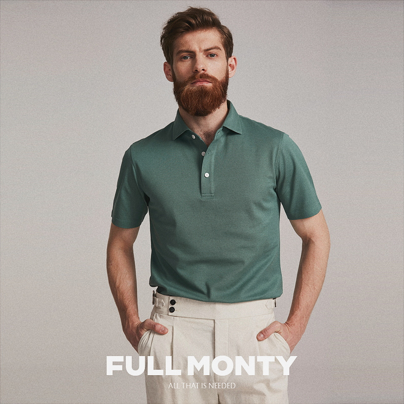 FULL MONTY夏季短袖POLO衫男士透气半袖商务休闲修身纯棉翻领T恤