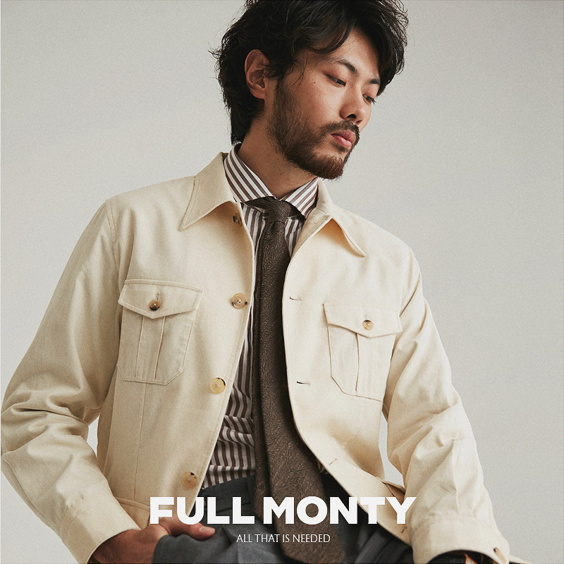 FULL MONTY灯芯绒外套白色休闲衬衫工装夹克男士简约百搭上衣春秋