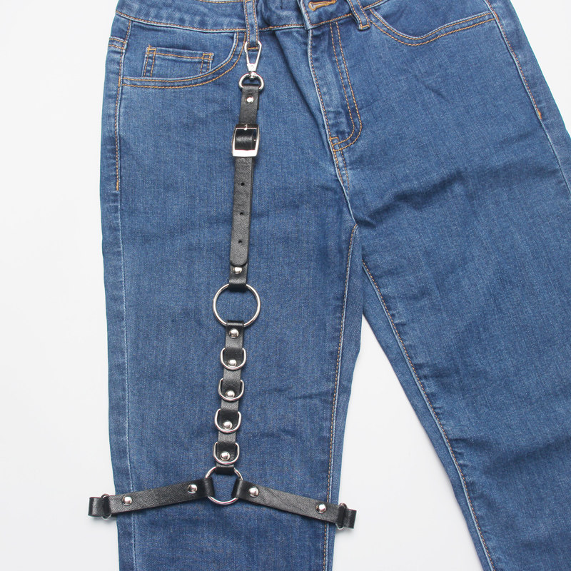 大腿pu绑带牛仔短裤配饰女腿环舞蹈演出个性腰带