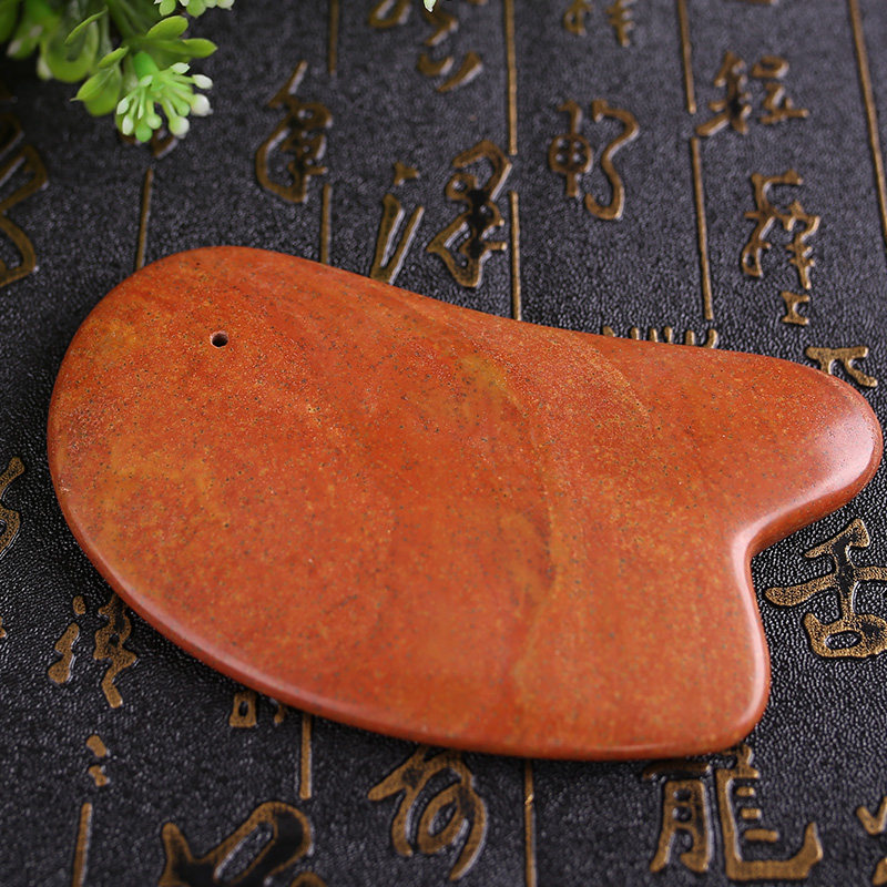 泗滨砭石刮痧正品加厚玄黄天然红砭石经络按摩点穴按摩穴位棒