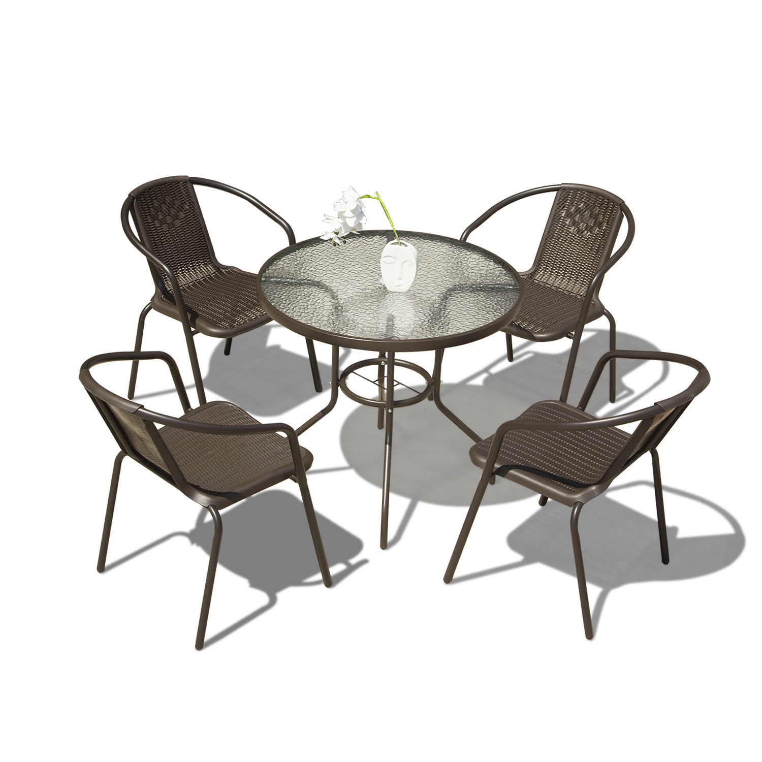 桌椅临亚户外藤椅室外餐桌组合露天休闲椅花园桌椅套件