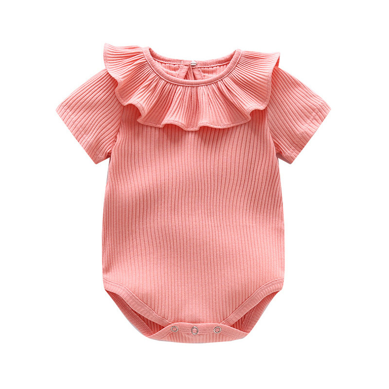 ttka婴儿连体衣夏女宝宝荷叶边三角哈衣新生儿包屁衣满月服外出服