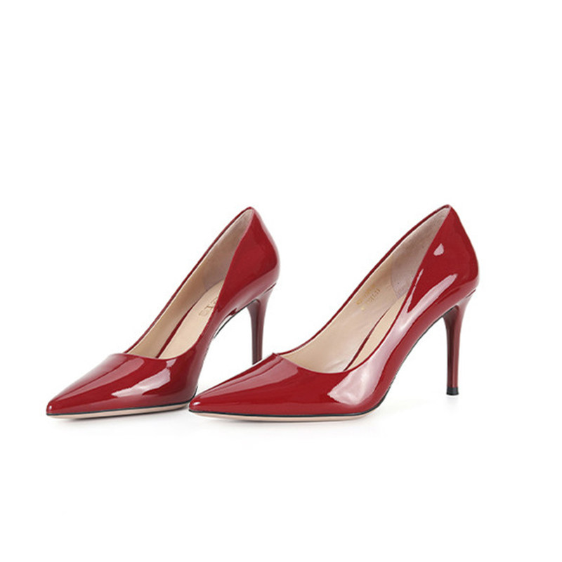 蕾姿细高高跟鞋2021新款商务漆面牛皮单鞋优雅单鞋