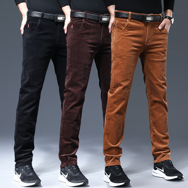 男装灯芯绒裤子男休闲裤宽松直筒男裤潮流新款男士休闲长裤春秋款