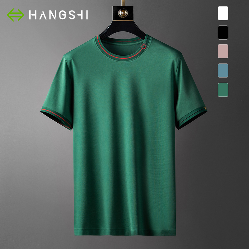 高端丝光珠地棉冰丝短袖男2022年新款夏季冰感男士小蜜蜂刺绣t恤