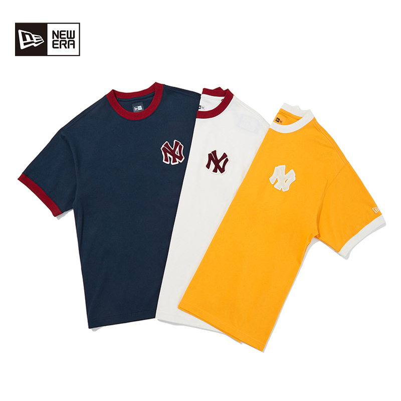 New Era纽亦华夏季新款库珀斯顿MLB短袖T恤拼色圆领男女NY潮休闲