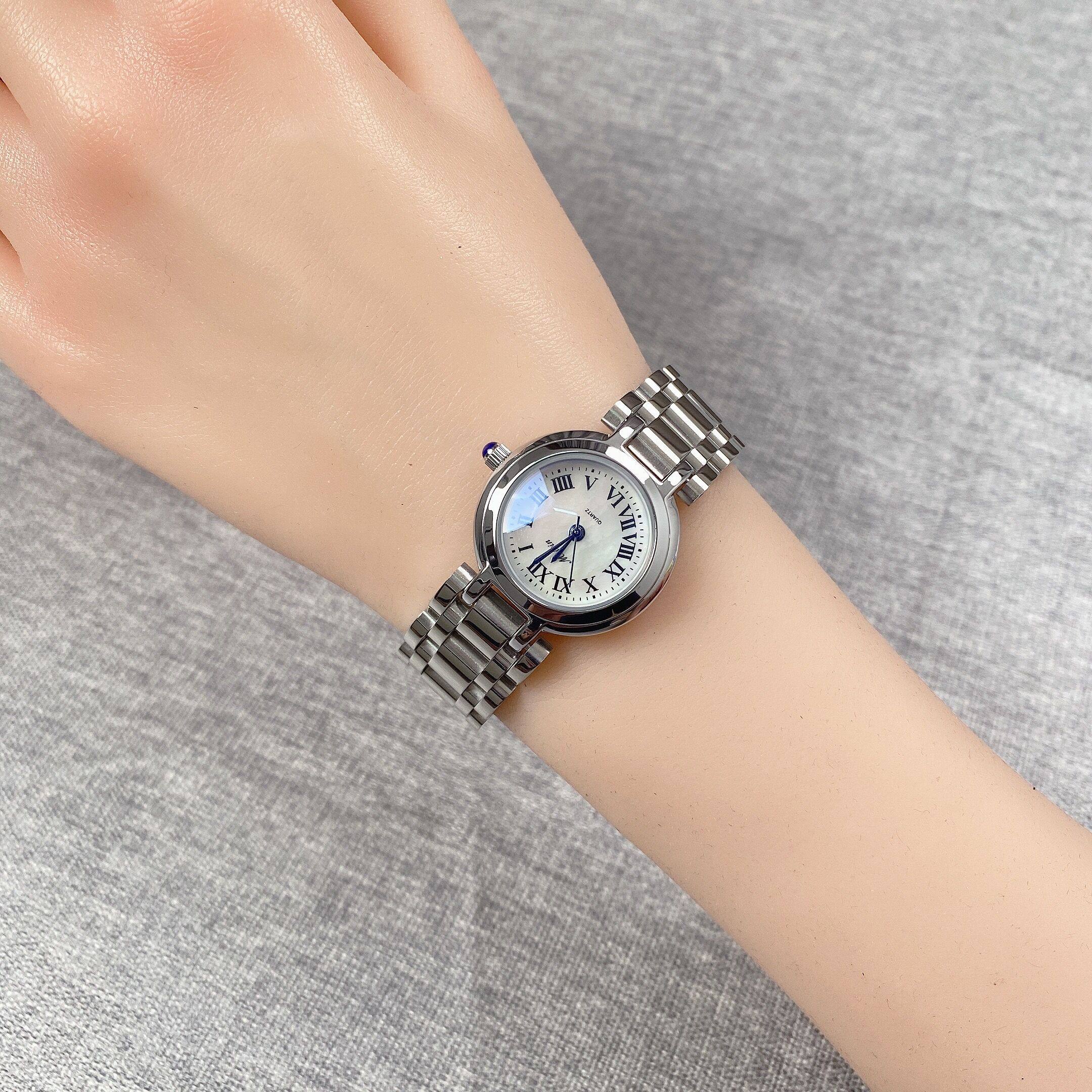 美宾手表心月石英贝壳简约罗马钢带防水女表国产腕表