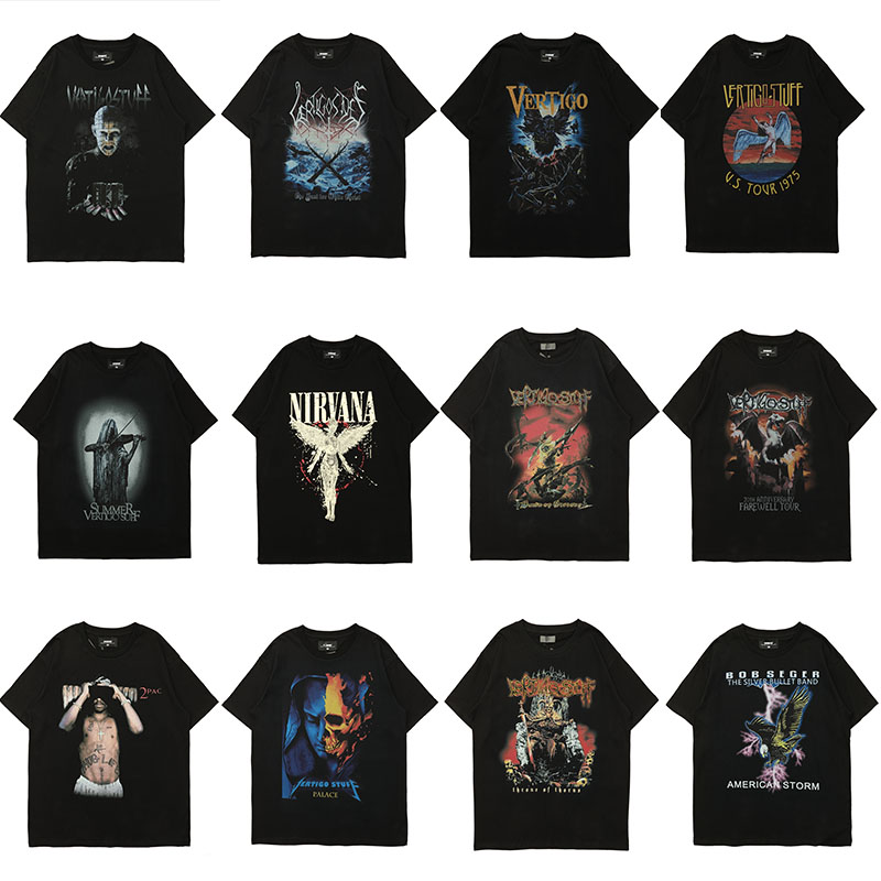 欧美金属摇滚乐队T恤男高街宽松圆领oversize大码纯棉tee个性T女