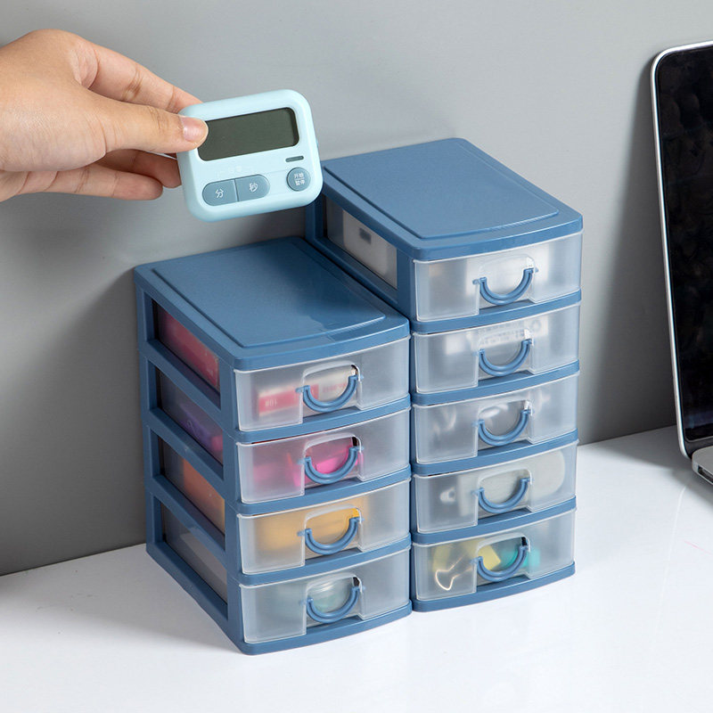 居家家透明抽屉收纳梳妆台用抽拉式储物盒桌面办公室桌面收纳盒