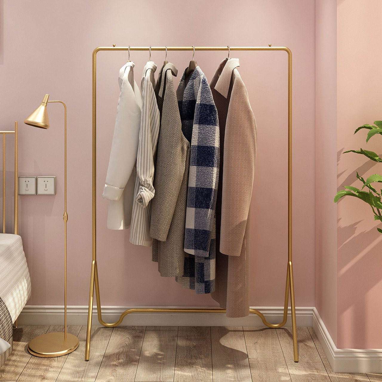 衣架简易落地衣帽架单杆挂卧室衣服架子室内晾衣置地