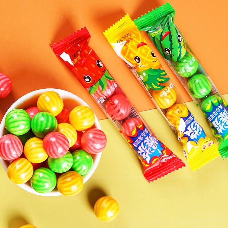 漂亮西瓜泡泡糖爆浆口香糖30条8090怀旧零食儿时口香糖