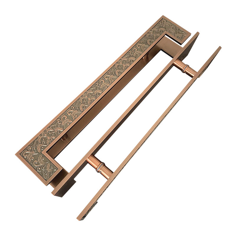 新中式大门把手方框大门拉手仿古铜祥云雕刻别墅玻璃门木门大拉手