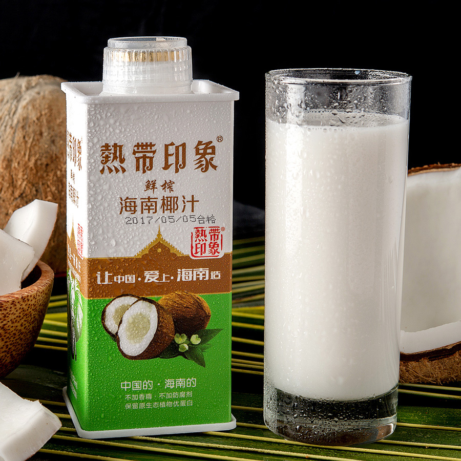 热带印象正宗海南椰奶椰汁低价椰子汁果肉饮料458ml*6瓶整箱