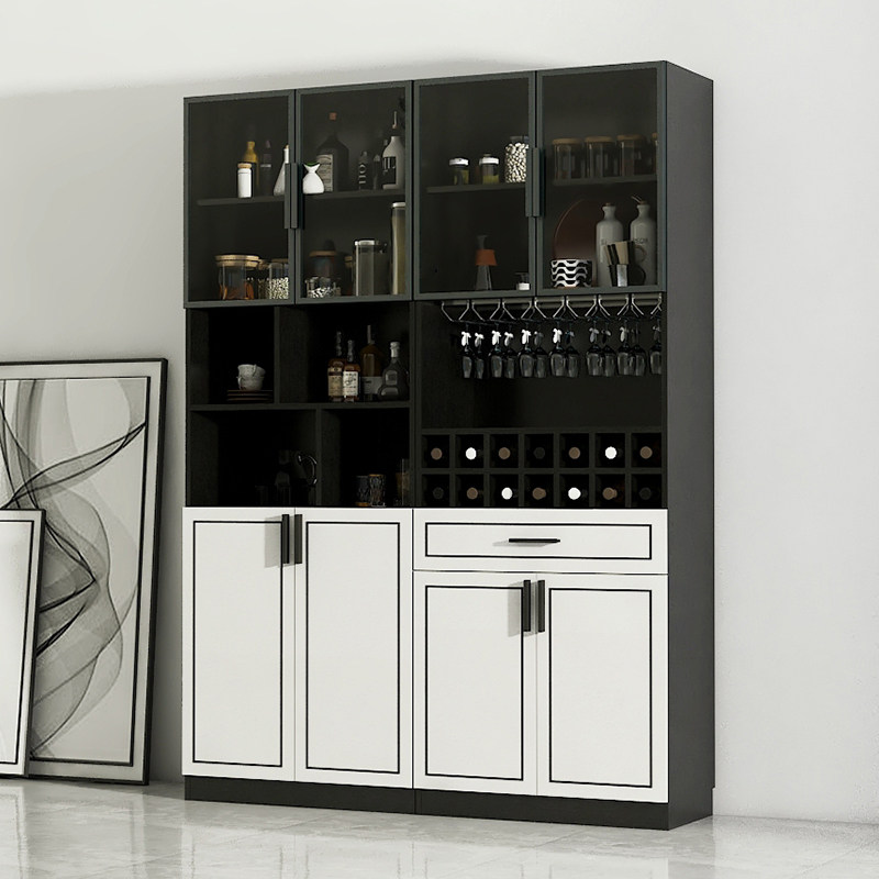 定制酒柜靠墙现代简约餐边柜客厅轻奢玻璃门收纳置物架酒柜