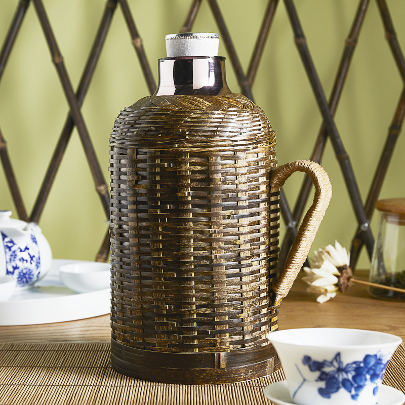 竹编老式暖壶热水瓶陪嫁结婚酒店茶馆民宿饭店竹编