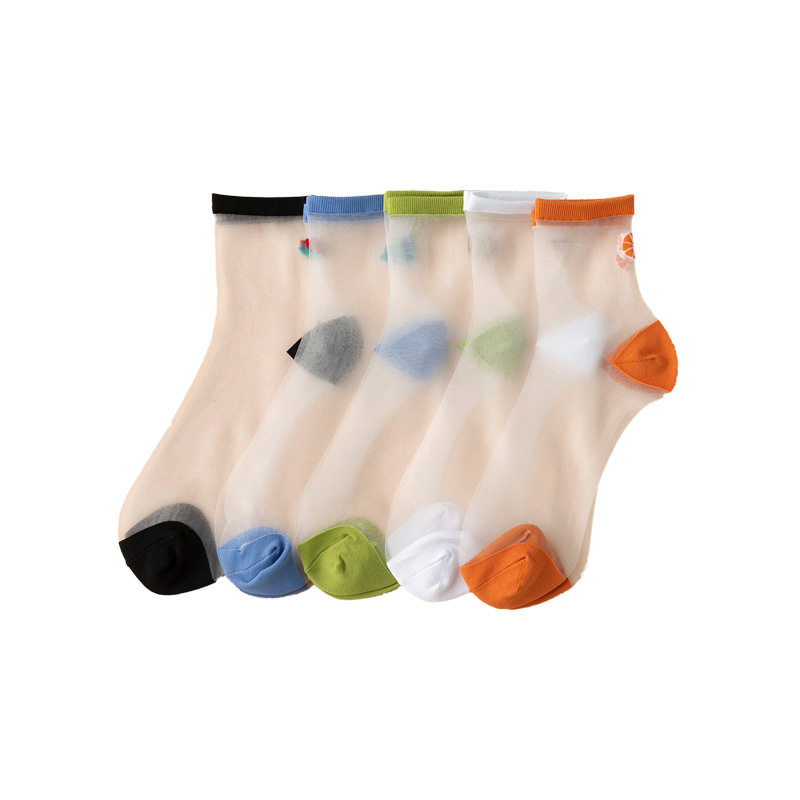 3双袜子女夏季薄款玻璃袜日透明可爱水果隐形运动袜