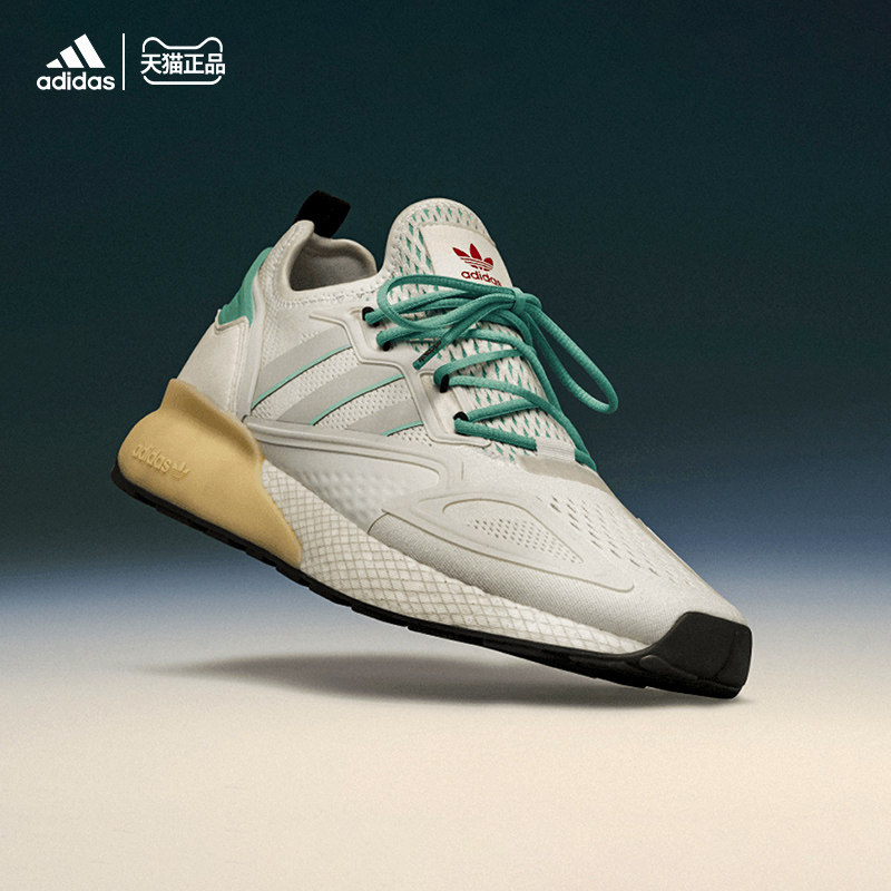 阿迪达斯三叶三叶草草鞋男女zx2kboost爆米花运动跑步鞋