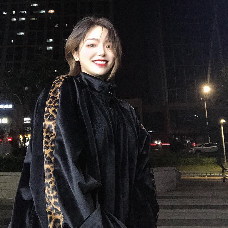 FEWK|ARCHIVUM 豹纹拼接丝绒夹克 男女潮牌 情侣运动宽松外套