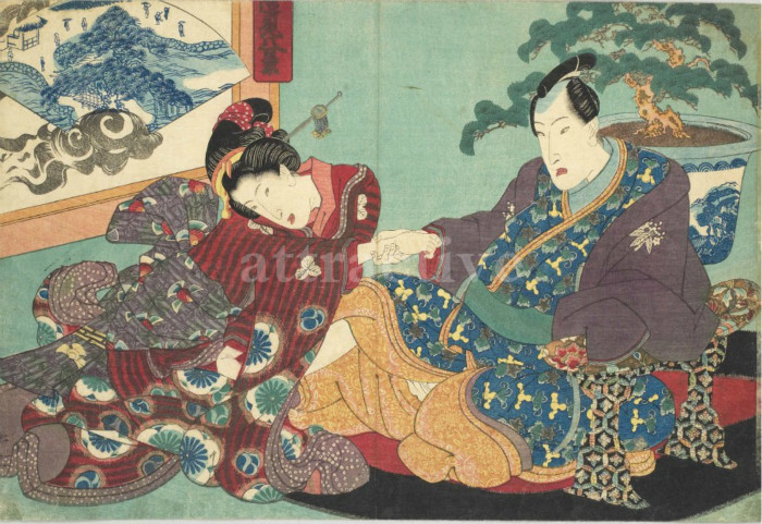 j13日式复古手绘彩绘日本老艳画浮世绘老海报绘画图片设计素材