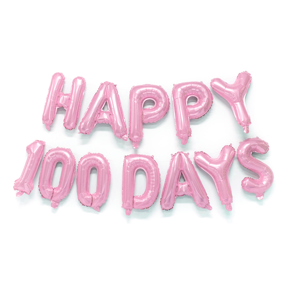 可悬挂16寸happy100days字母铝膜气球百天快乐宝贝婴儿气球