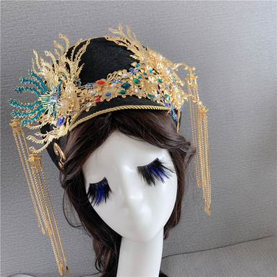 古典秀禾新娘古装头饰中式发冠龙凤步摇配饰头发饰品影楼拍照凤冠