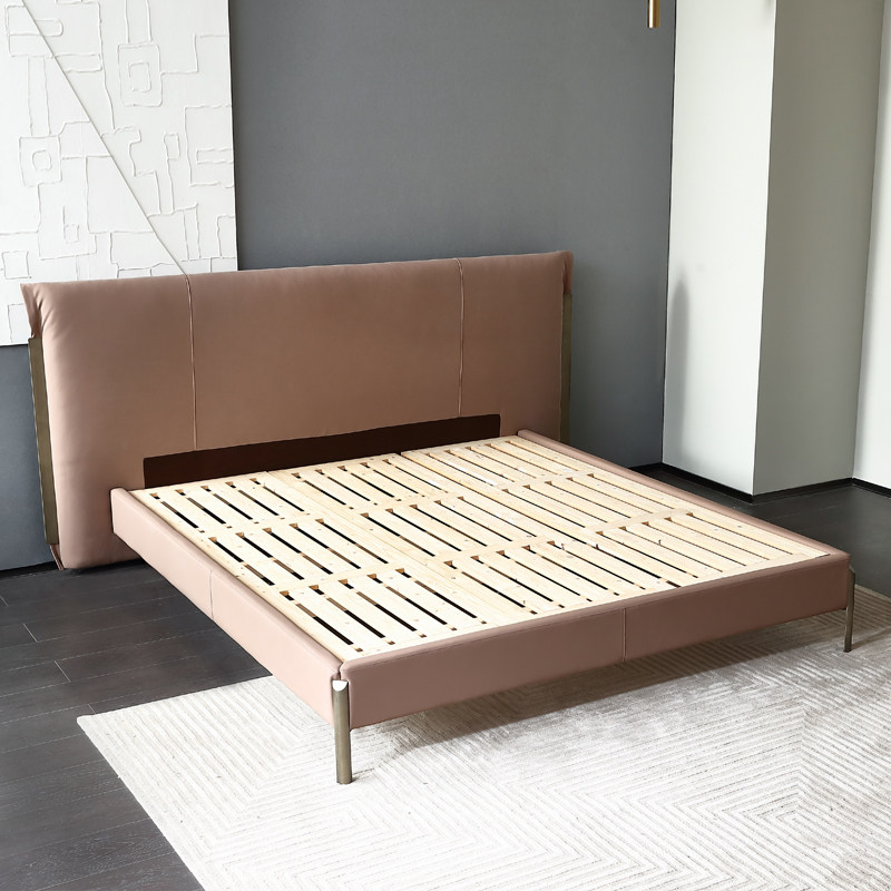 ulllo意大利现代轻奢高端定制卧室磨砂皮全真皮皮艺床