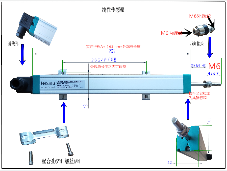 全新注塑机电子拉杆海天直线位移传感器ktclwh通用型传感器