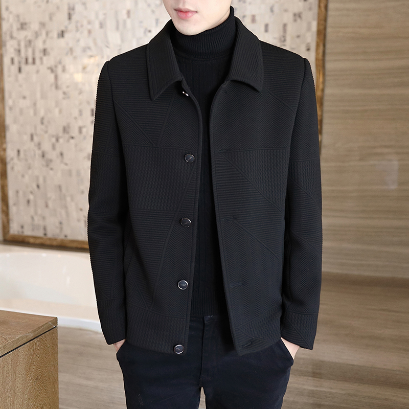 呢子短款外套男休闲秋冬季毛呢子大衣韩版潮流翻领夹克男帅气外衣