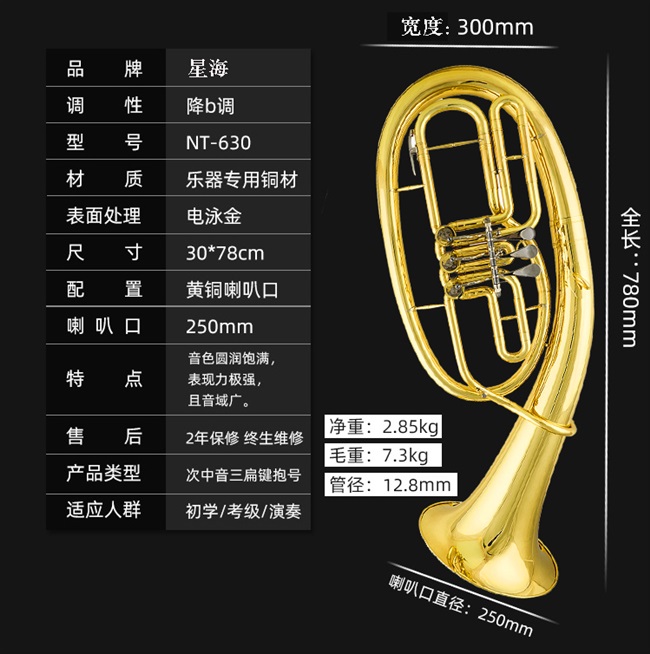 高档大号专业抱号低音四扁乐器正品中音键次大号