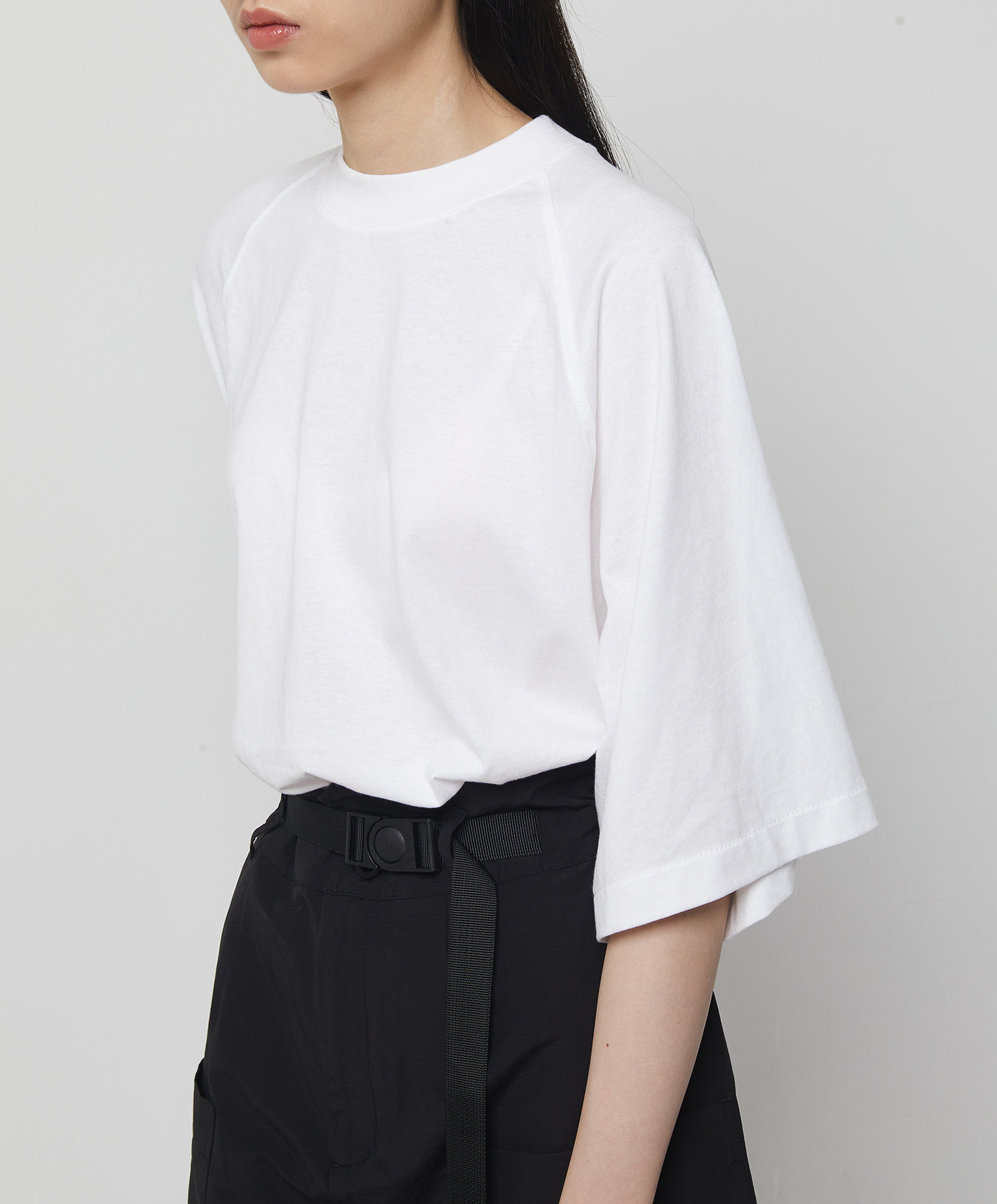 oversizedwidesleevetee插肩袖小领口罗纹宽松t恤