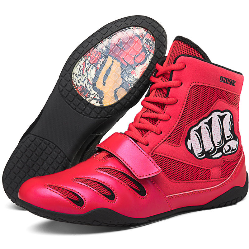 新款男女女高帮大码比赛综合格斗摔跤专业散打摔跤鞋