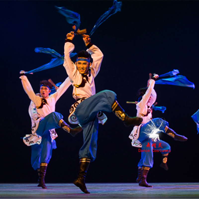 蒙古新款筷子舞湛男子群舞舞蹈改良袍艺练功民族服装