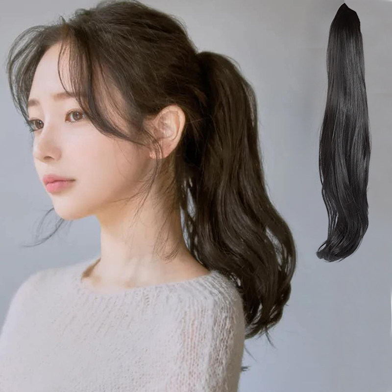马尾假发长发超仙绑带法式飘带微卷抓夹气质马尾