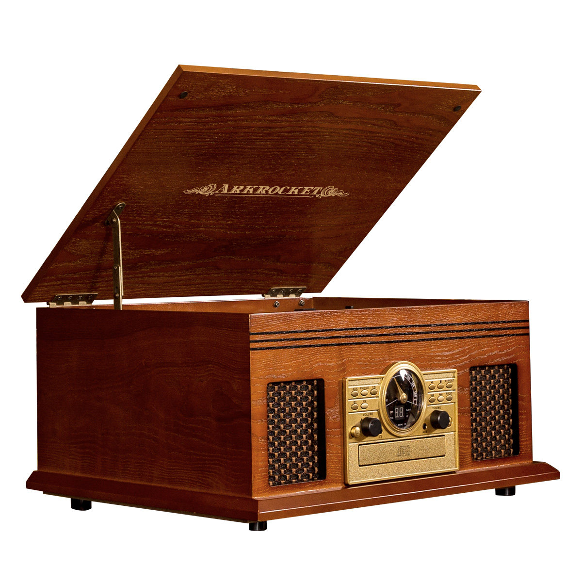 美国arkrocket美式复古黑胶唱机cd收音机多功能家用黑胶唱片机