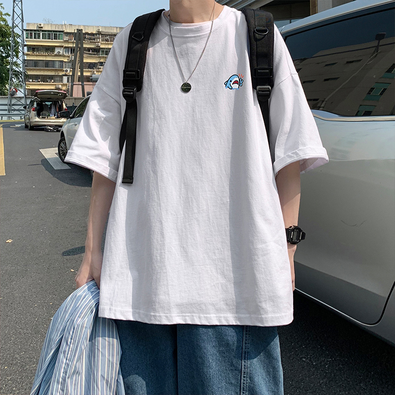 趣味卡通印花短袖T恤男宽松五分袖上衣外穿重磅高级感百搭体恤潮