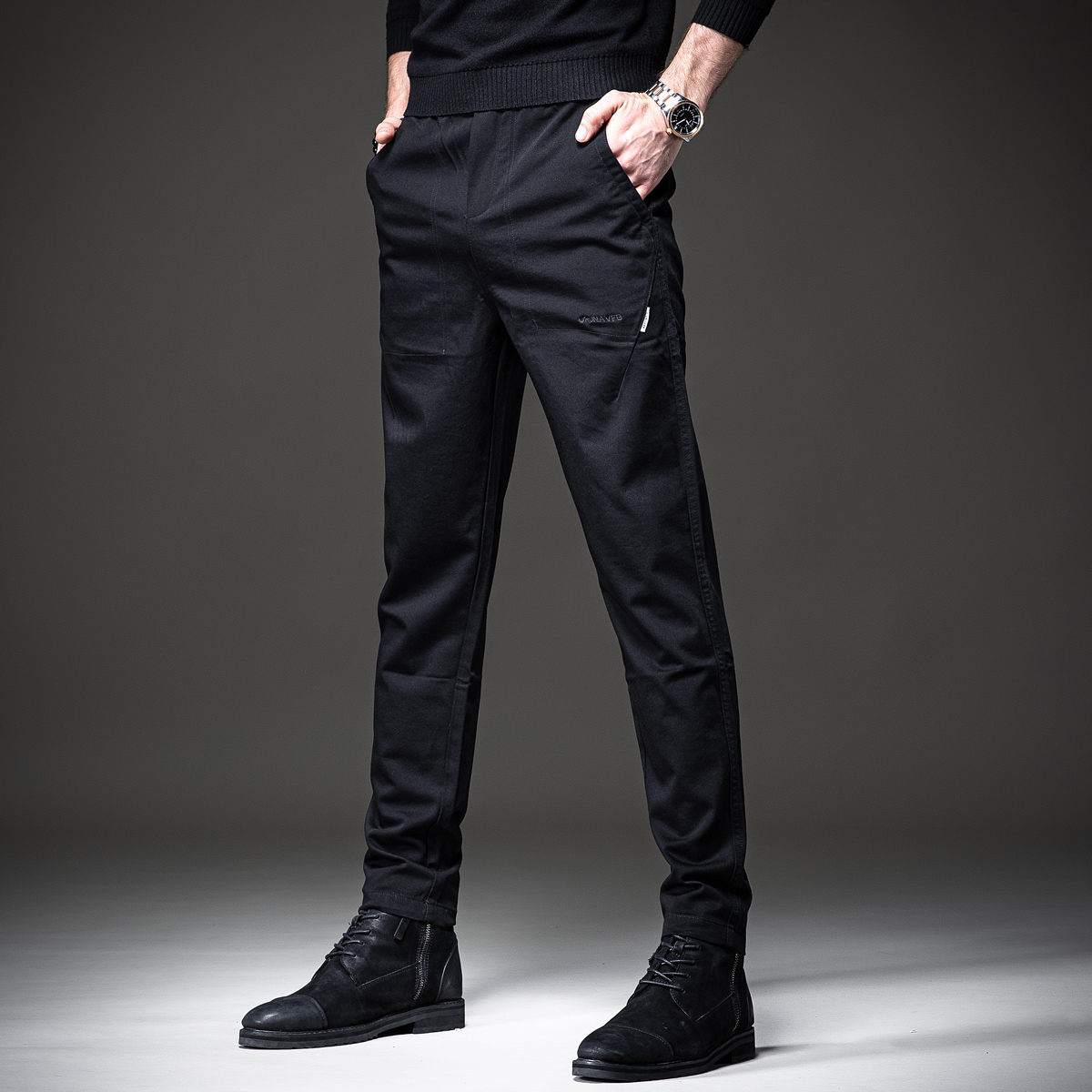 贵色春夏黑色休闲裤男潮流百搭宽松潮牌小脚裤子男韩版男士哈伦裤