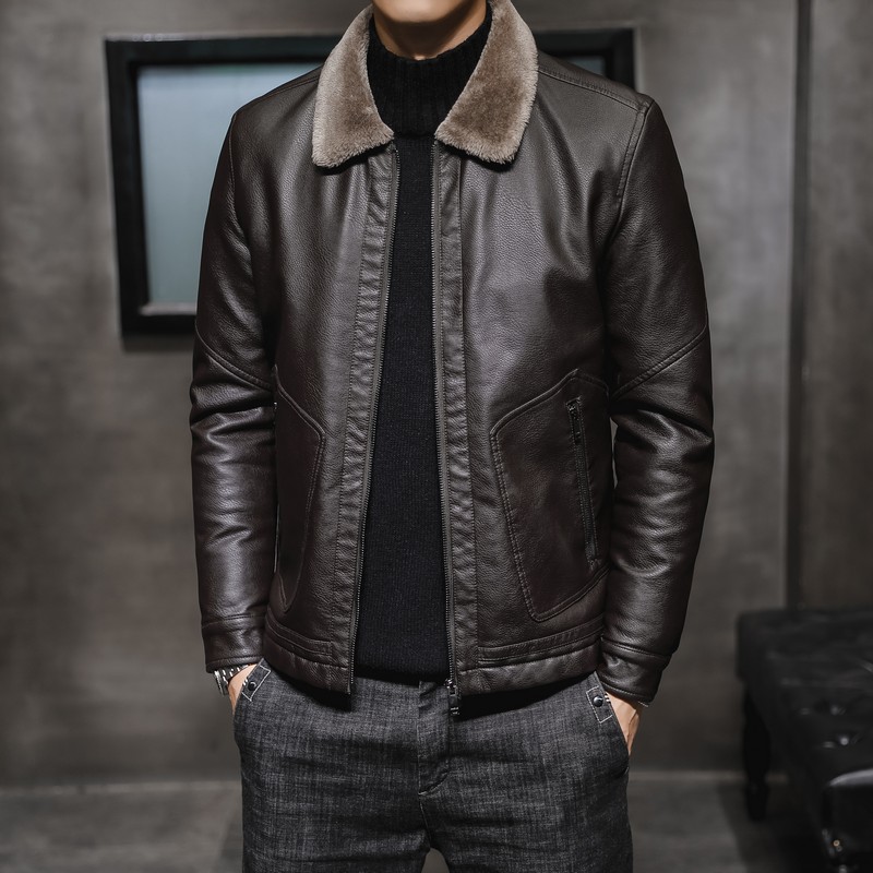 贵色2022秋季加绒空军飞行员皮夹克男潮外套新款高端翻领PU皮衣男