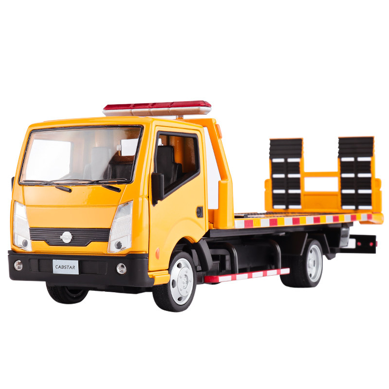 合金工程车模型道路救援清障车拖车回力车模