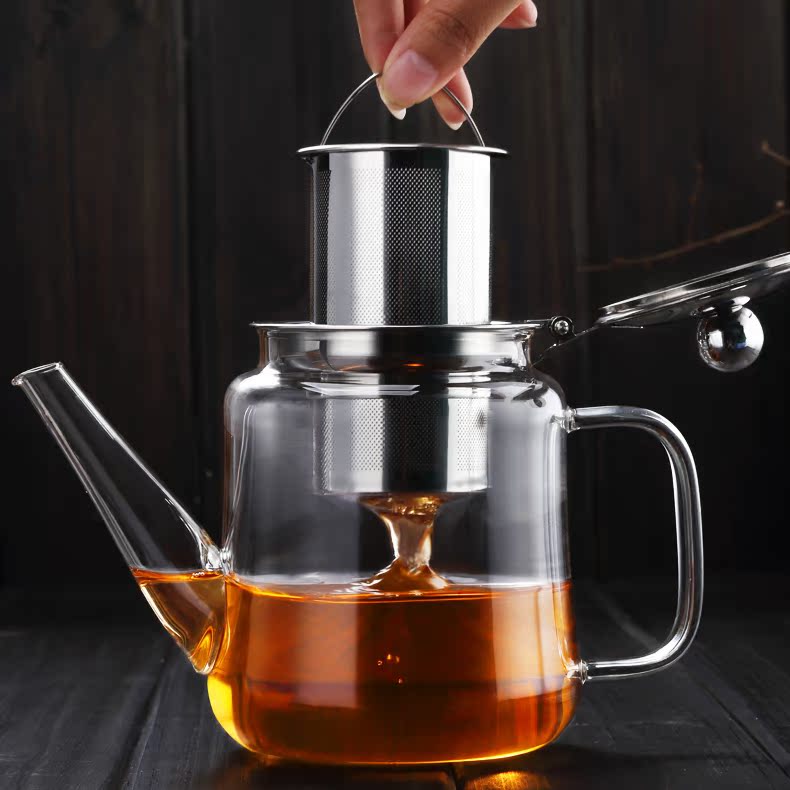 耐热玻璃茶具茶壶家用大号玻璃泡茶壶耐高温加厚不锈钢过滤花茶壶