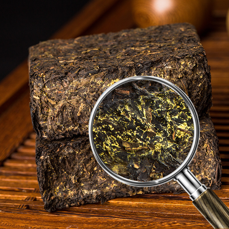 泾阳茯茶秦御蛹虫草茯茶黑茶砖茶陕西伏茶手筑金花茯砖茶400克