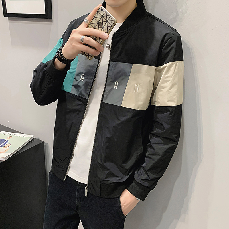 网红外套男春秋季2021年青年韩版休闲棒球服潮牌痞帅刺绣工装夹克